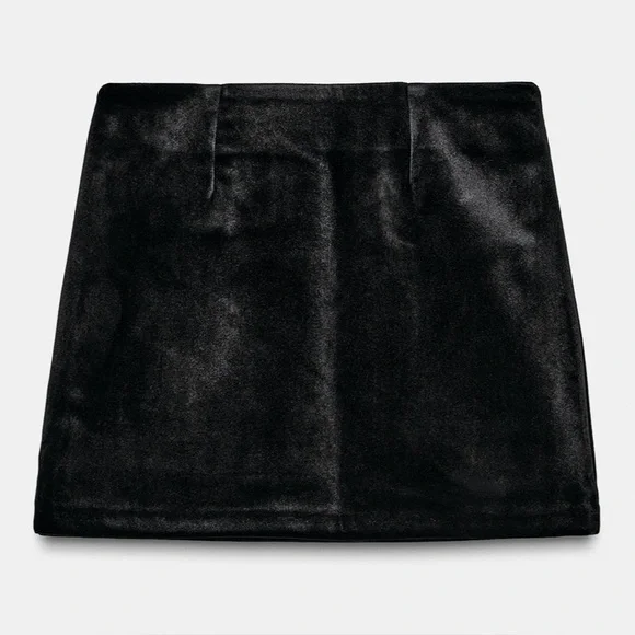 Zara Velvet Mini Skirt with Gold Buttons - Size S - Picture 2 of 4
